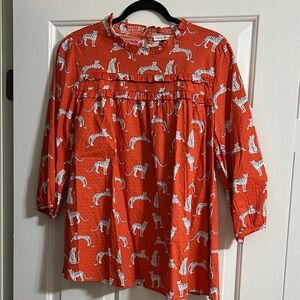 Michelle McDowell 3/4 Sleeve Leopard Animal Print Ruffle Blouse Size XXL